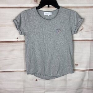 Maison Labiche Top Womens S Gray Broken Heart T-Shirt Crew Neck Short Sleeve